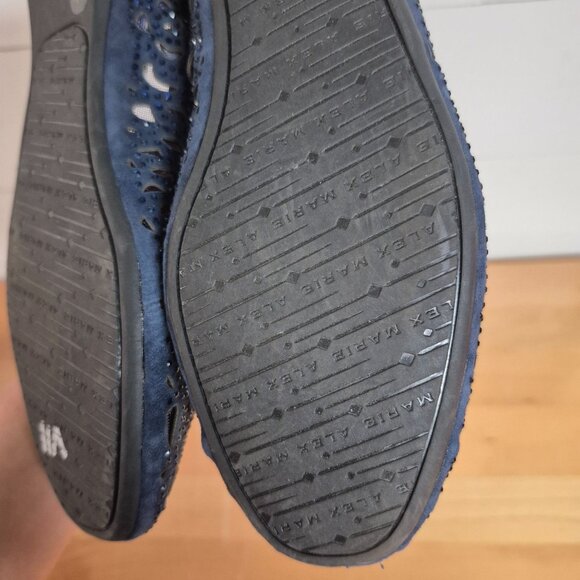 Alex Marie Navy Blue Laser Cut Ballet Flats Slip-On Womens Shoes Size 7M - Picture 4 of 6